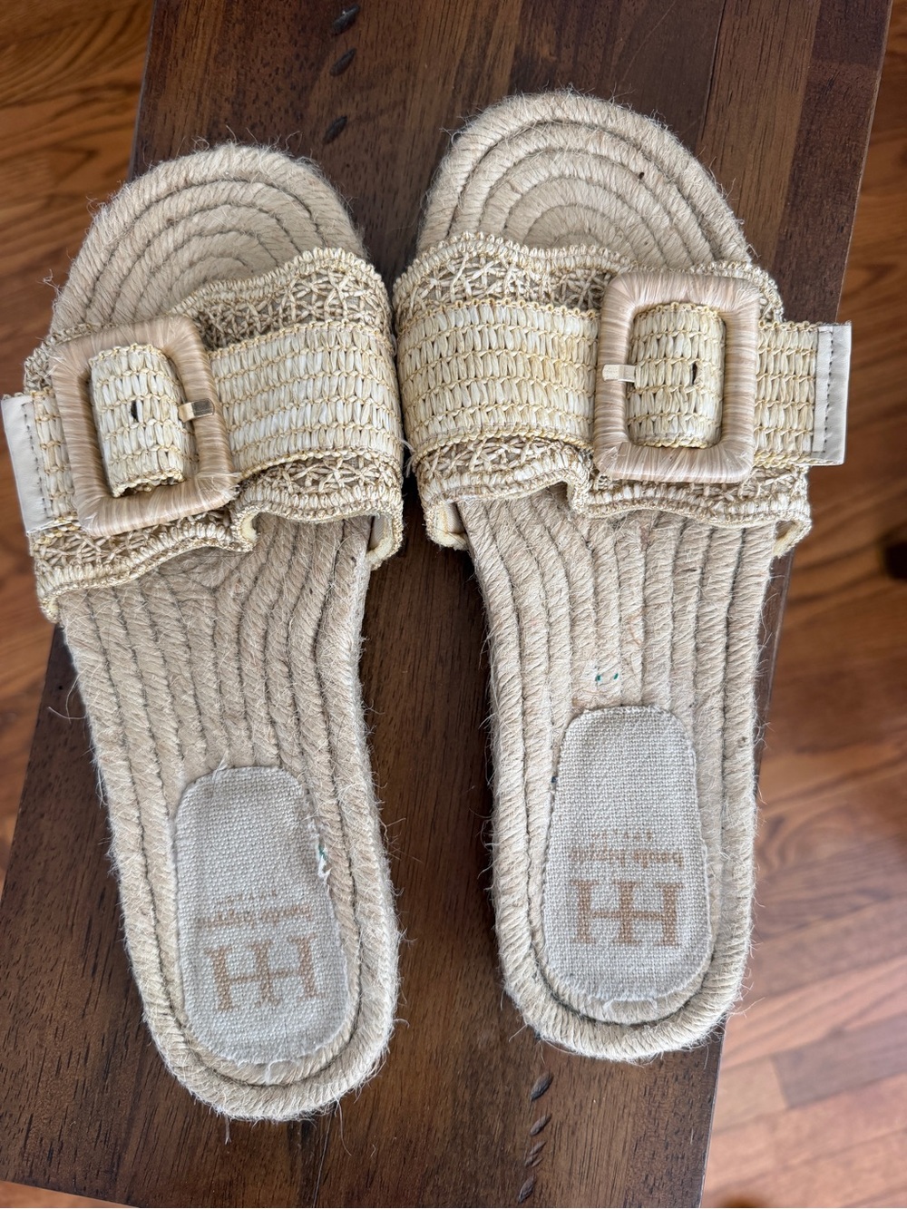 Haute Hippy Natural Hemp Slide Sandals with Buckle